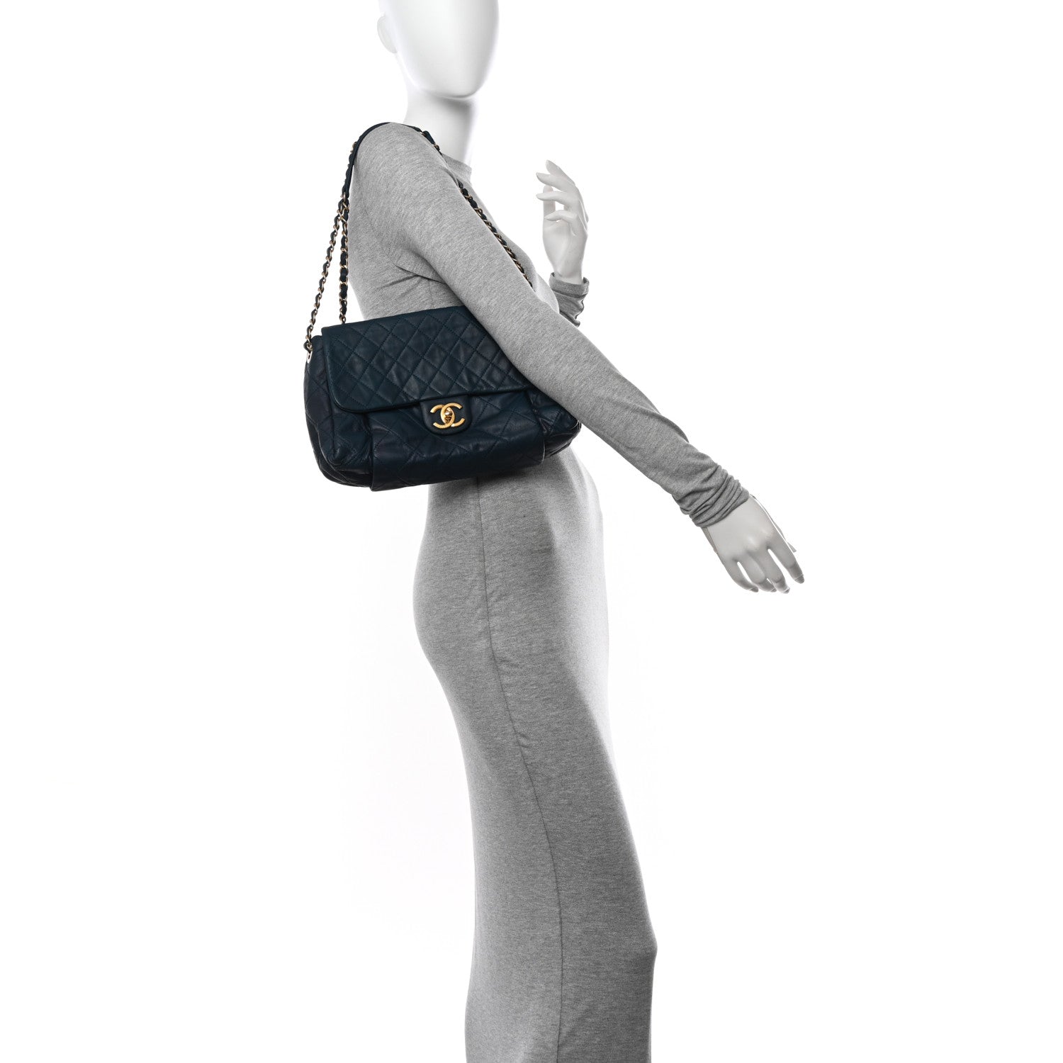 Chanel Iridescent Calfskin Large Chic Quilt Flap Dark Blue 2 of 10