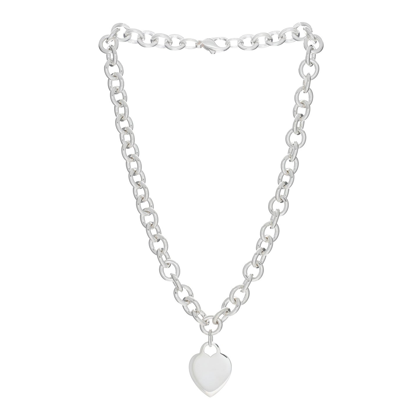 Sterling Silver Heart Tag Pendant Necklace