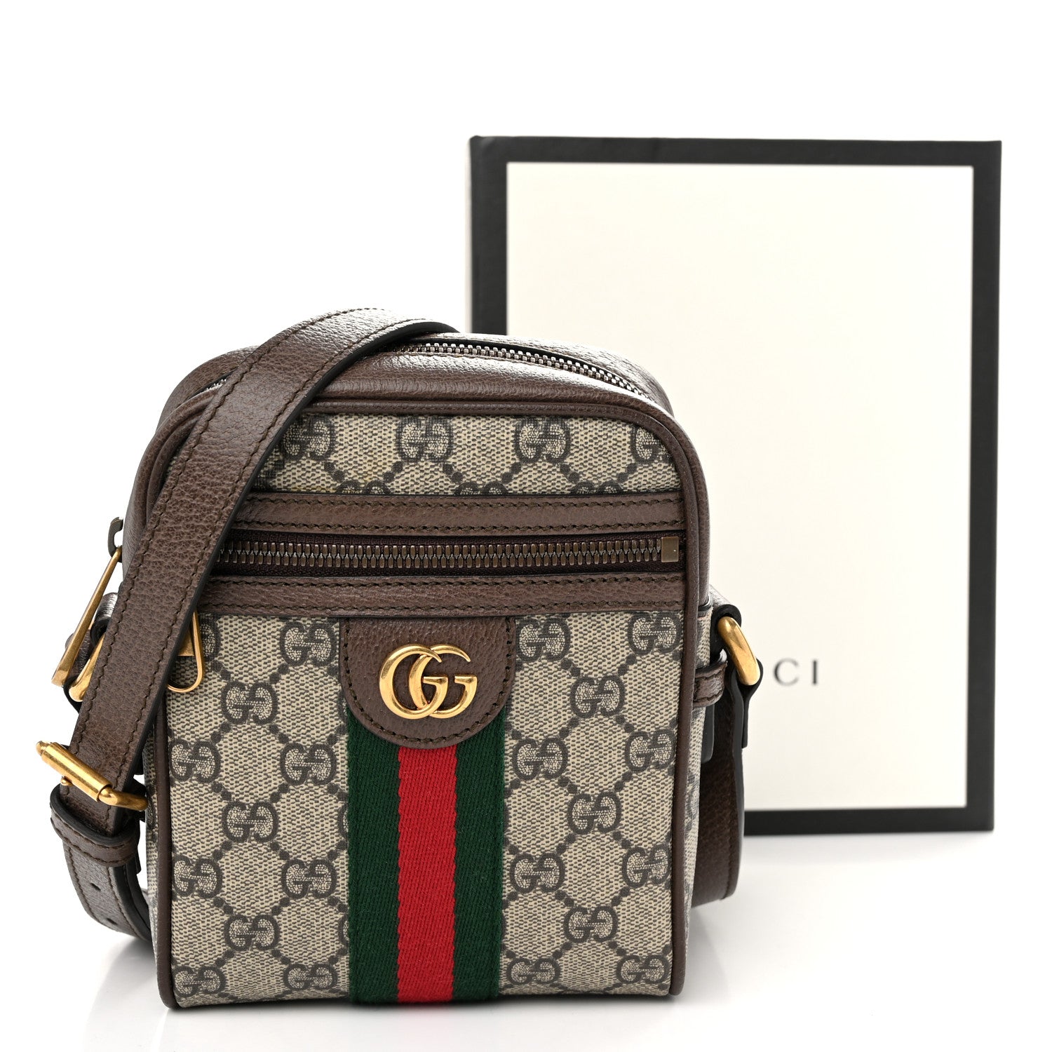 Gucci GG Supreme Monogram Web Mini Ophidia Messenger Brown 11 of 11