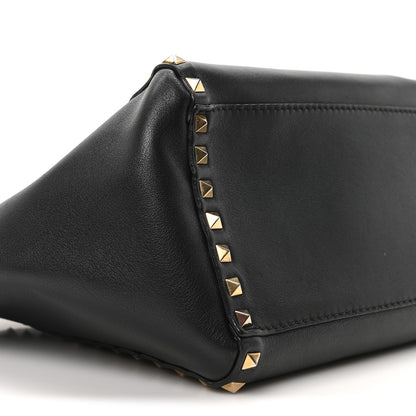 Valentino Garavani Vitello Small Rockstud Double Handle Tote Black 8 of 9