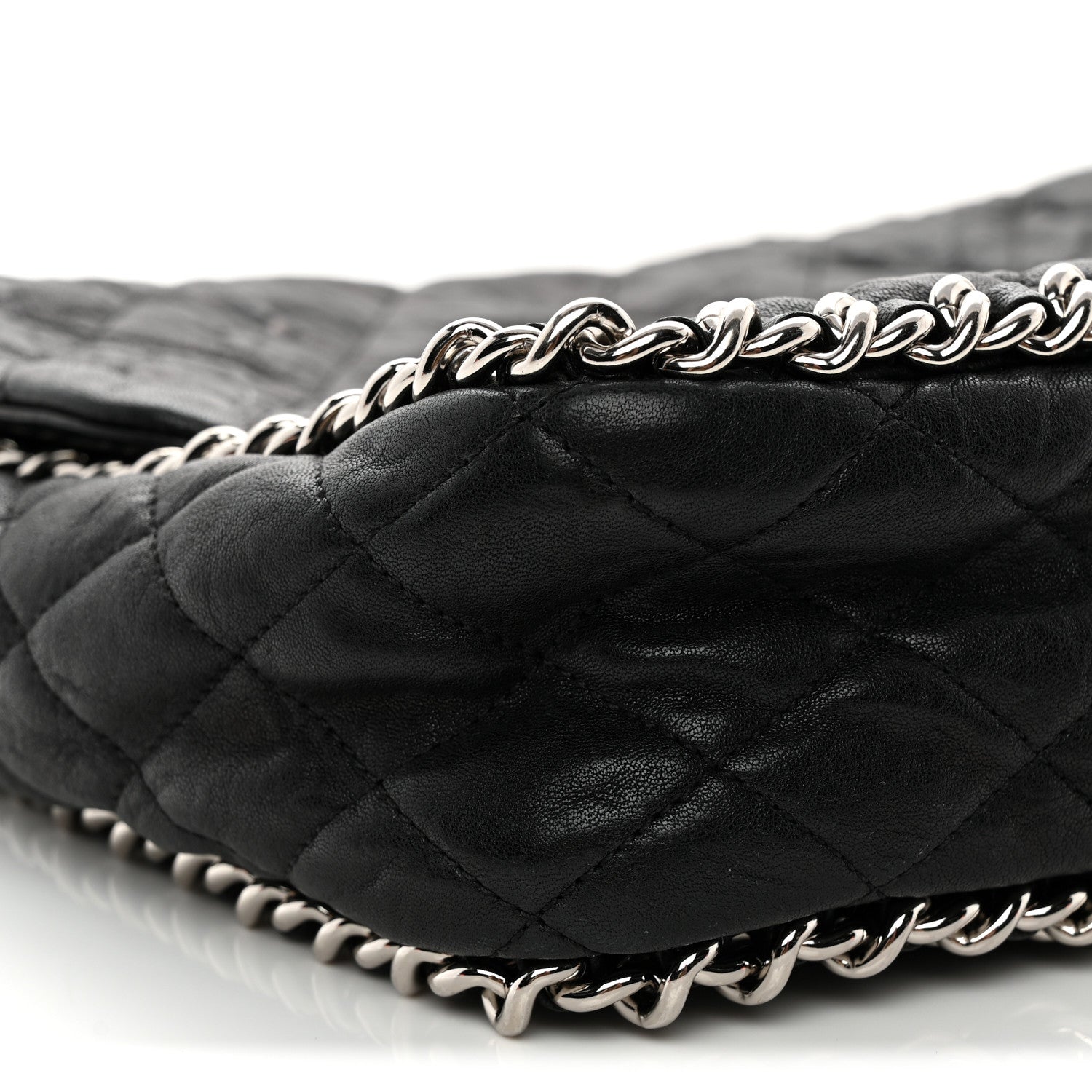Chanel Washed Lambskin Quilted Maxi Chain Around Flap Black 9 of 12