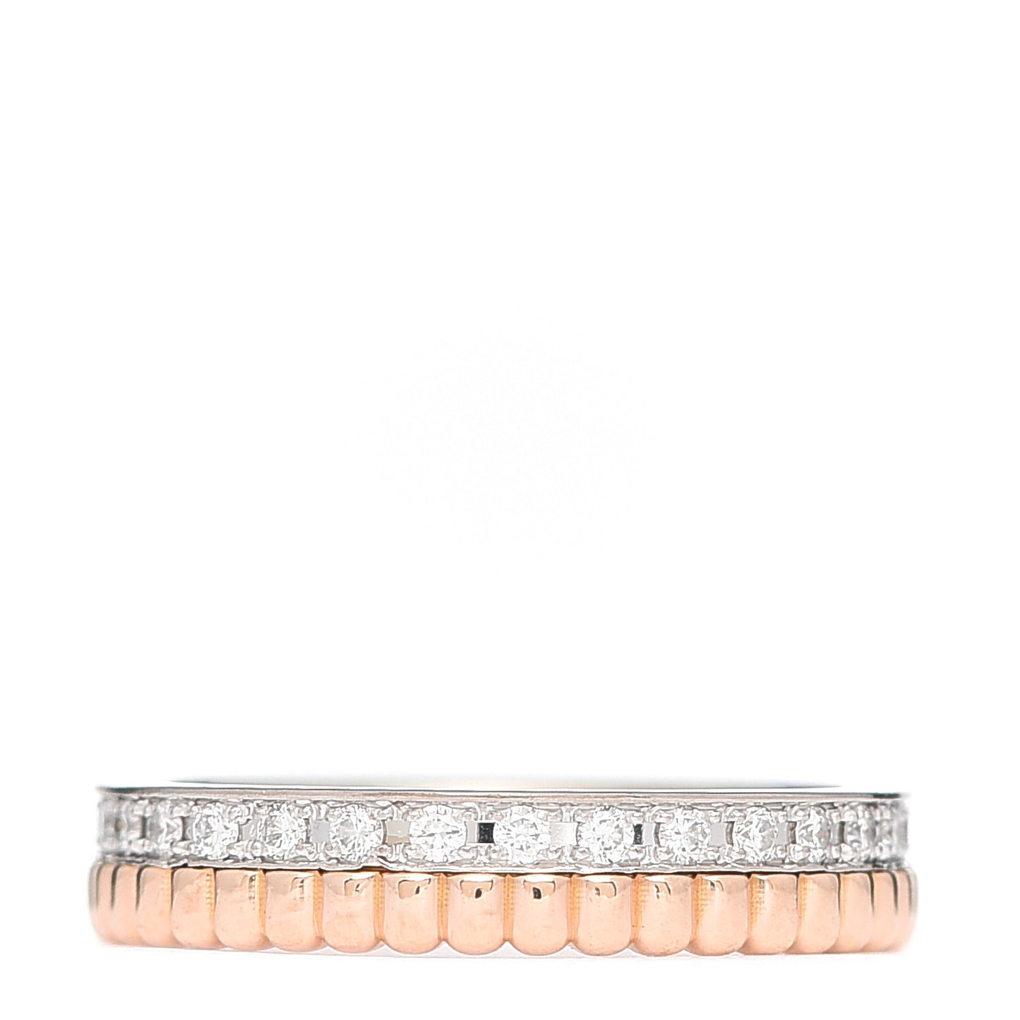 18K Pink White Gold Diamond Quatre Radiant Wedding Band Ring 46 3.75