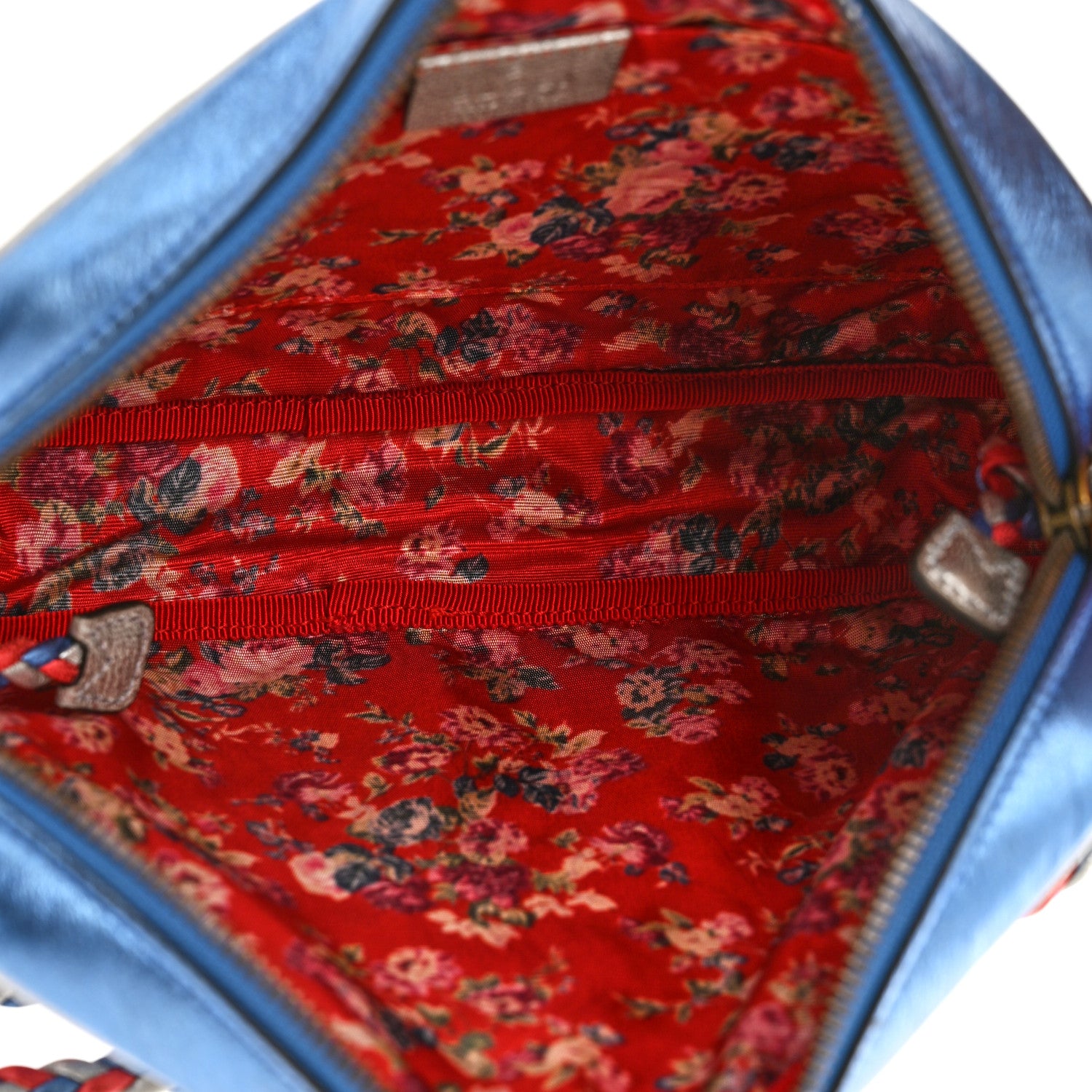 Gucci Laminated Nappa Trapuntata Small Zumi Shoulder Bag Rosso Marine Argento 5 of 10