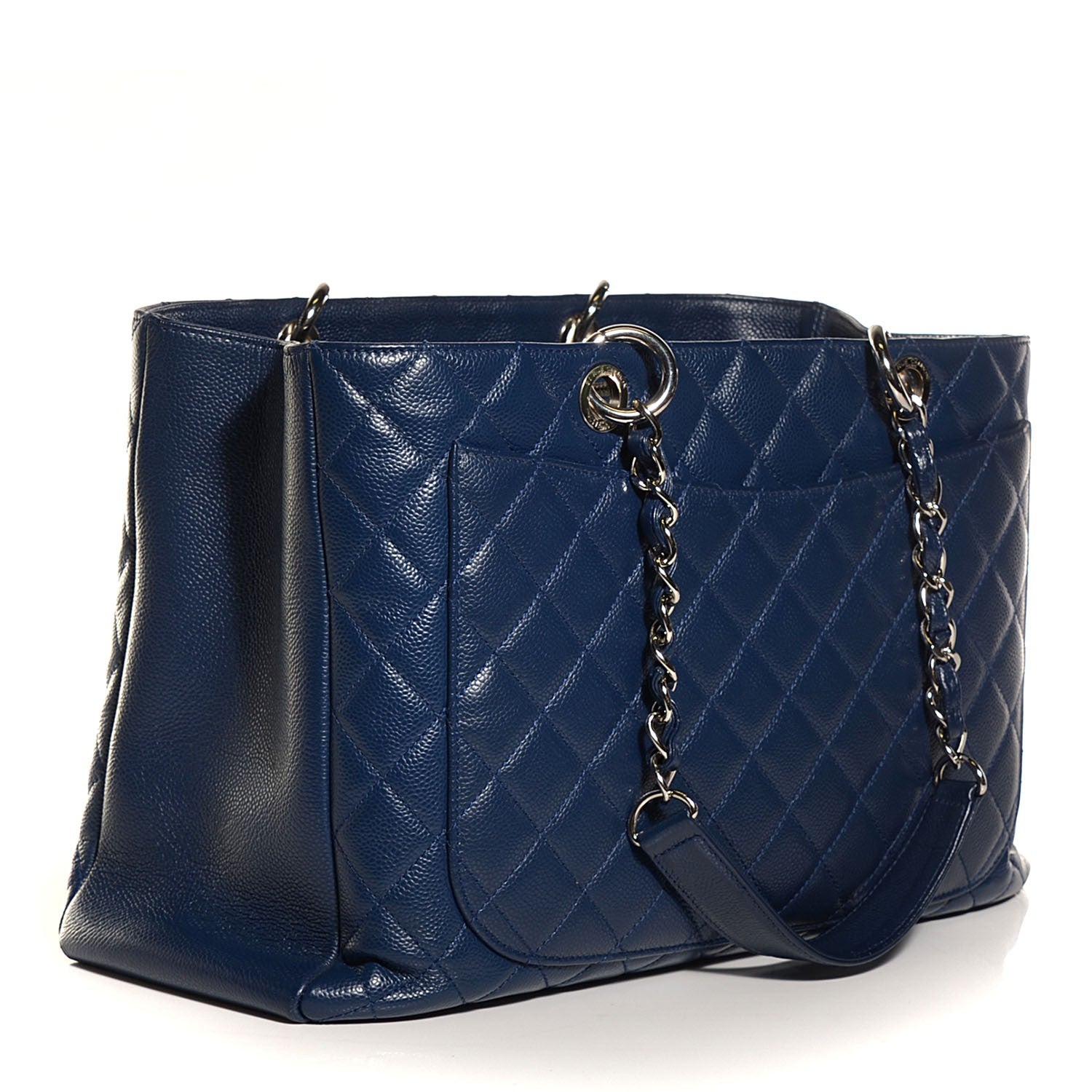 Chanel Caviar Quilted XL Grand Shopping Tote GST Navy Blue 3 of 7