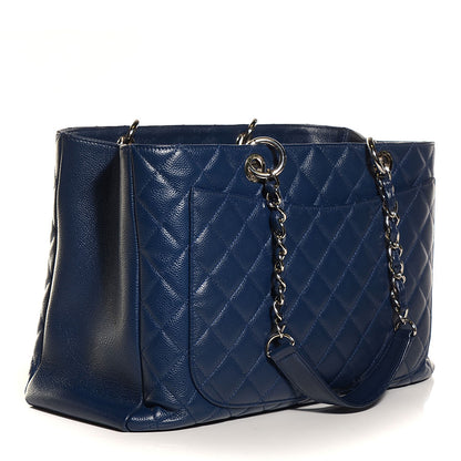 Chanel Caviar Quilted XL Grand Shopping Tote GST Navy Blue 3 of 7