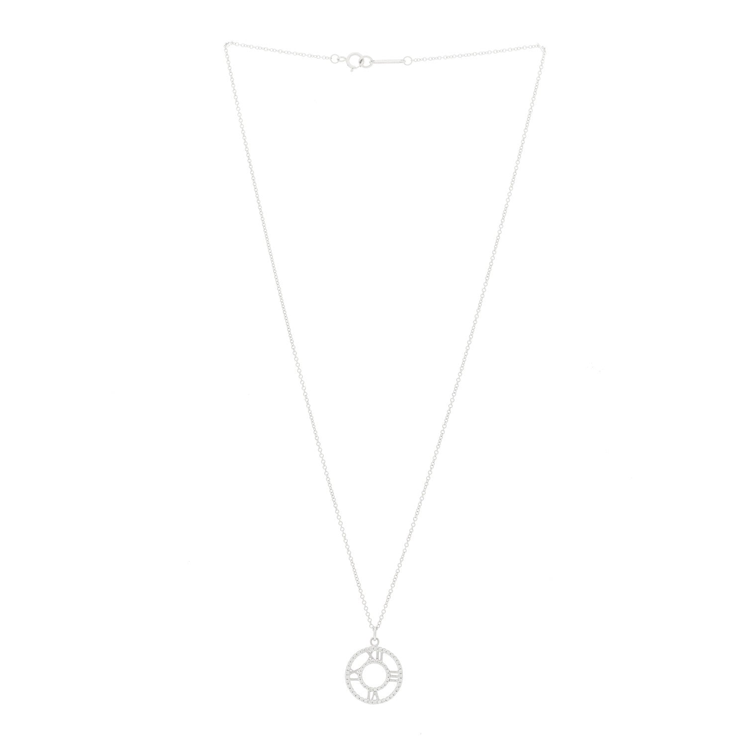 Tiffany 18K White Gold Diamond Small Atlas Open Pave Pendant Necklace 3 of 5
