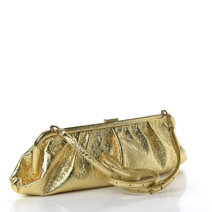 Balenciaga Metallic Textured Calfskin Logo XL Cloud Clutch Gold 3 of 9