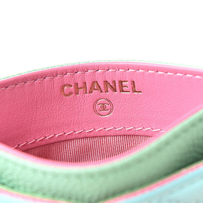 Chanel Caviar Quilted CC Filigree Card Holder Pink Blue Green 6 of 9