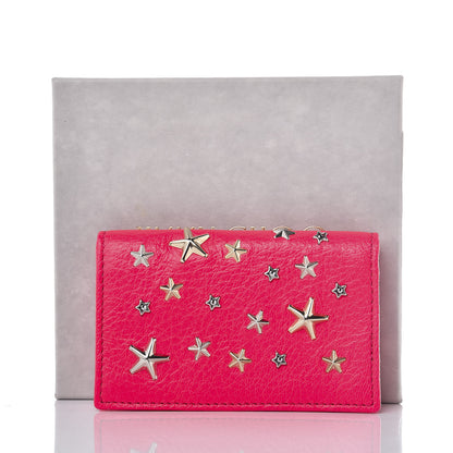 Jimmy Choo Fluorescent Calfskin Star Studded Nello Card Holder Shocking Pink 8 of 8