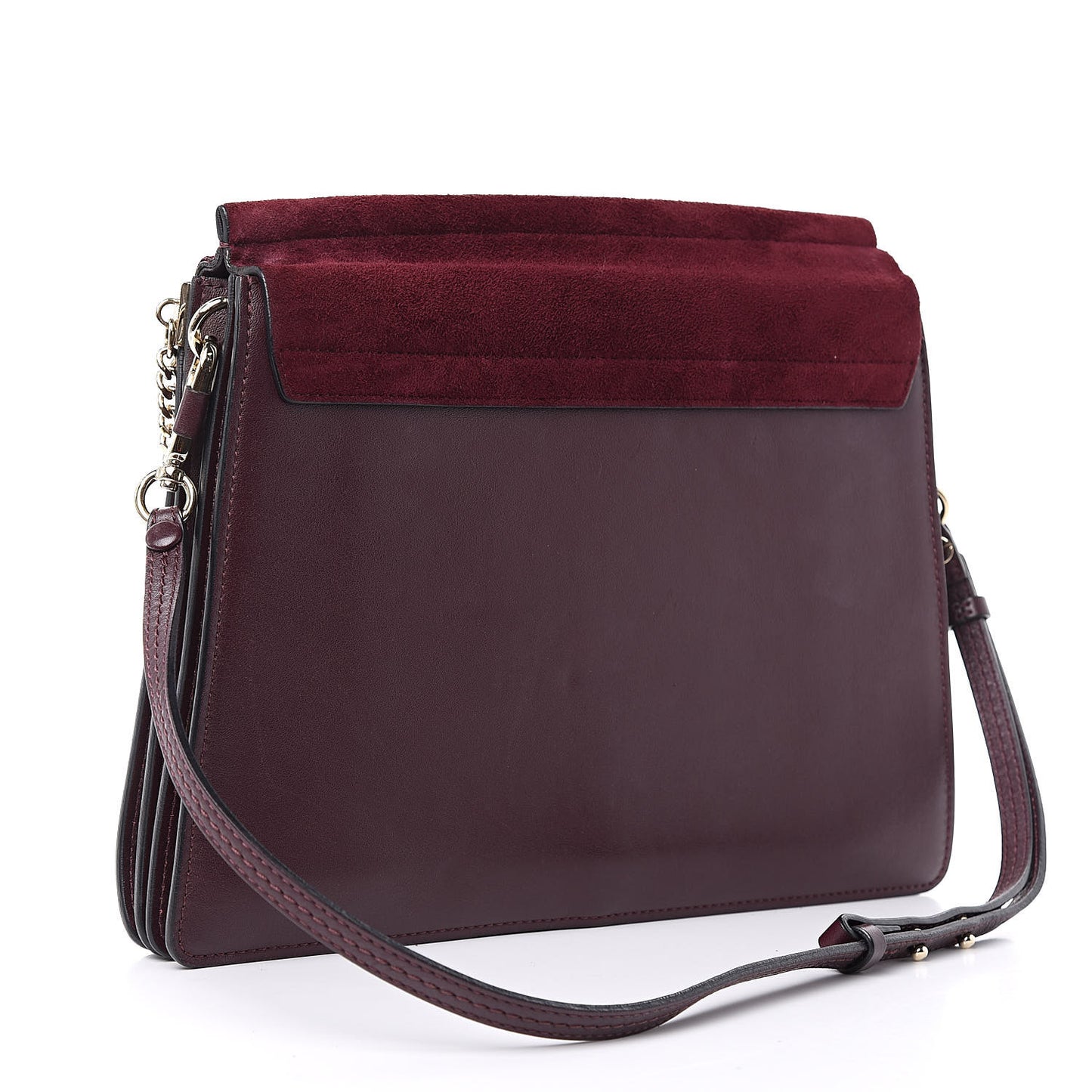 Suede Calfskin Medium Faye Shoulder Bag Dark Purple
