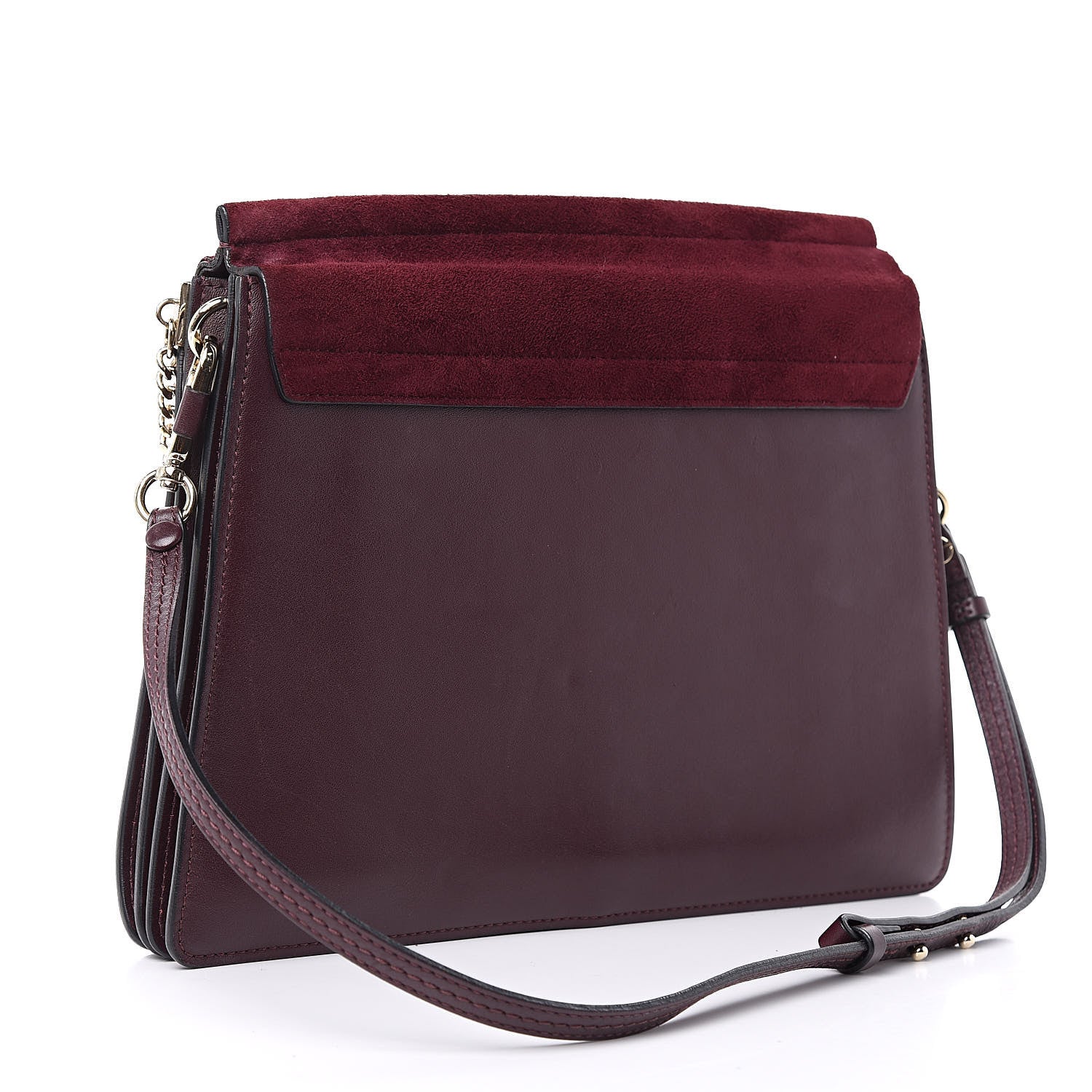 Chloe Suede Calfskin Medium Faye Shoulder Bag Dark Purple 3 of 12