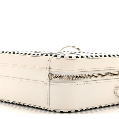 Chanel Caviar Quilted Striped Small CC Filigree Vanity Case White Black 10 of 10
