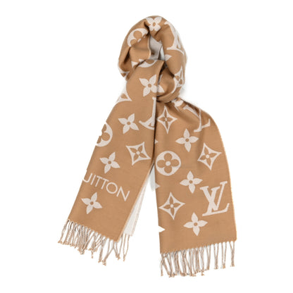 Louis Vuitton Wool Monogram LV Essential Scarf Beige 1 of 3