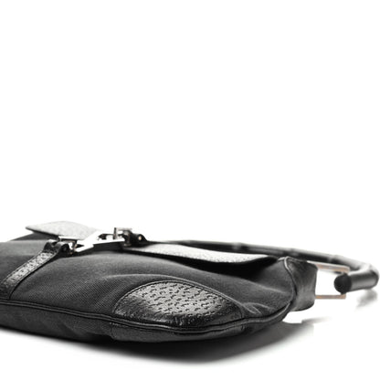 Gucci Canvas Calfskin Bamboo Handle Jackie O Hobo Black 16 of 18