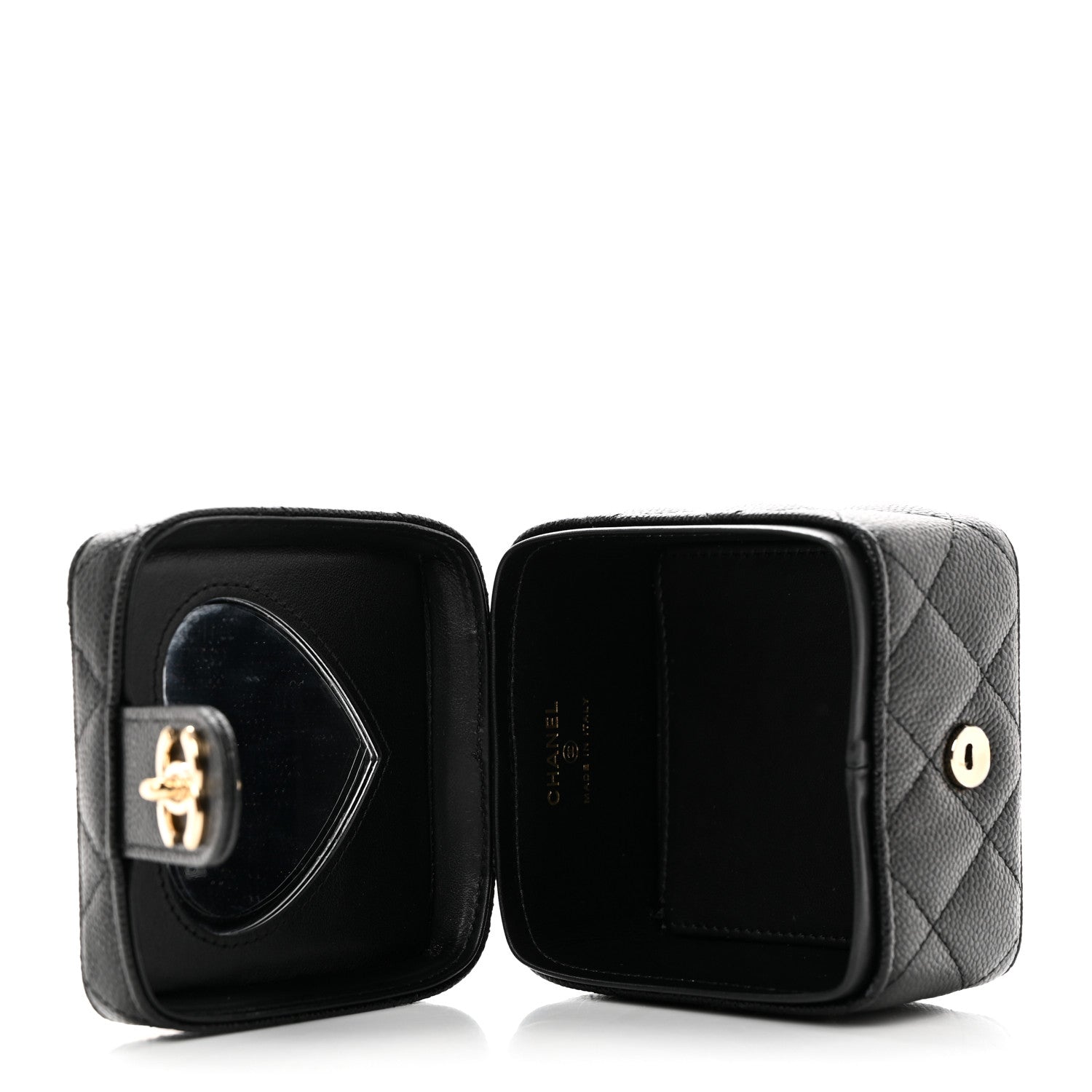 Chanel Caviar Quilted Mini Vanity Wrist Case With Chain Black 5 of 7