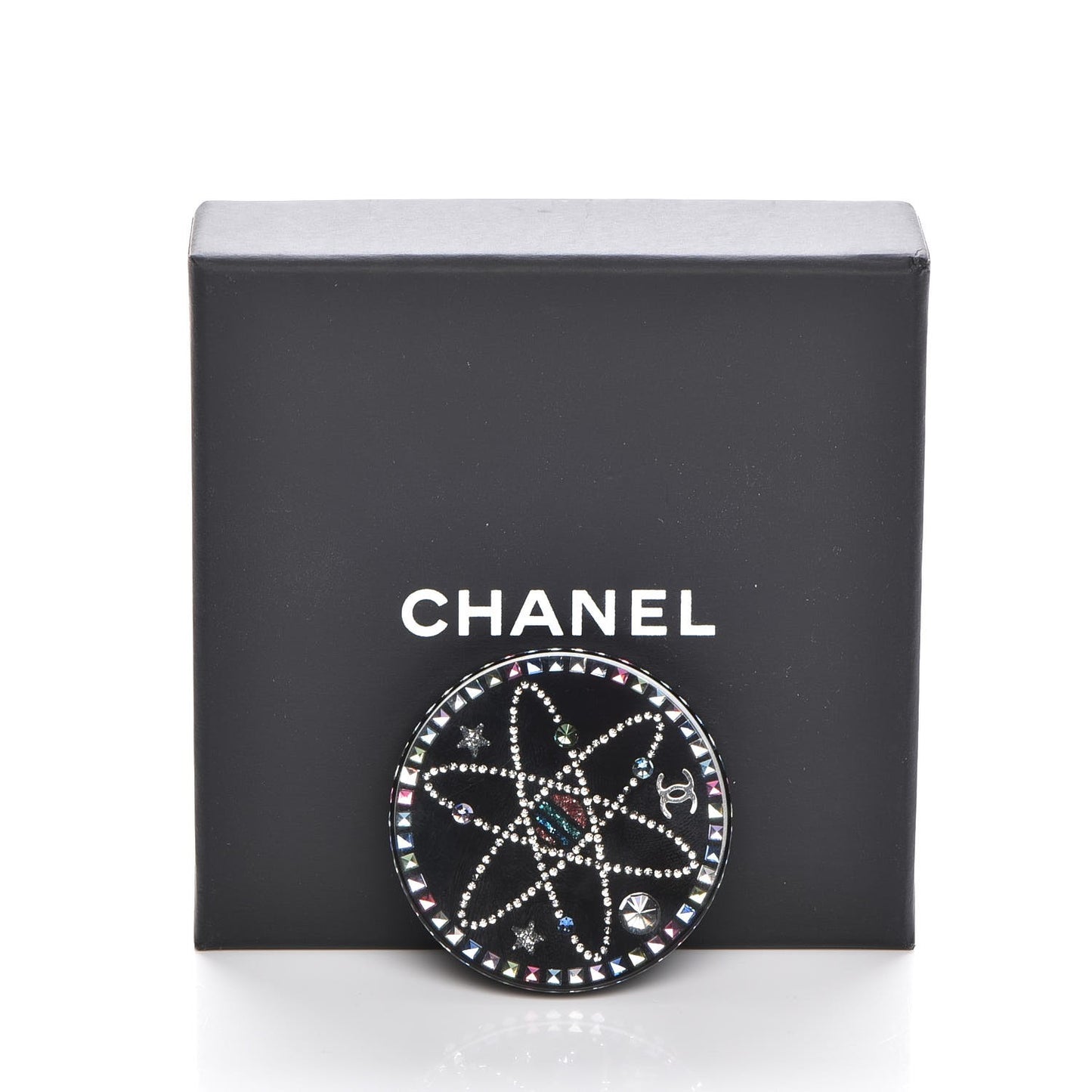 Glittered Resin Strass Brooch Black Pink