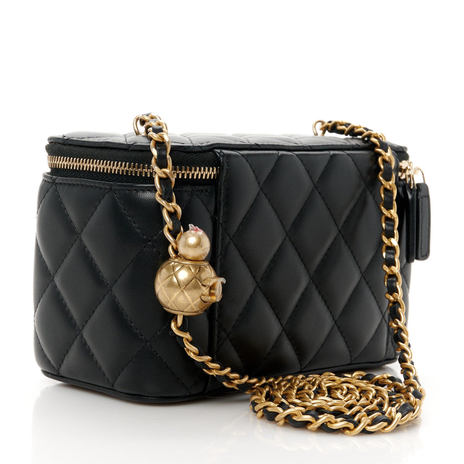 Chanel Lambskin Quilted Pearl Crush Small Vanity Case With Chain Black 3 of 13