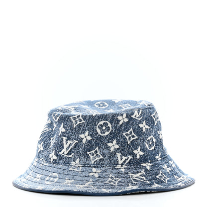Louis Vuitton Monogram Denim Jacquard Bob Bucket Hat S Blue 4 of 8