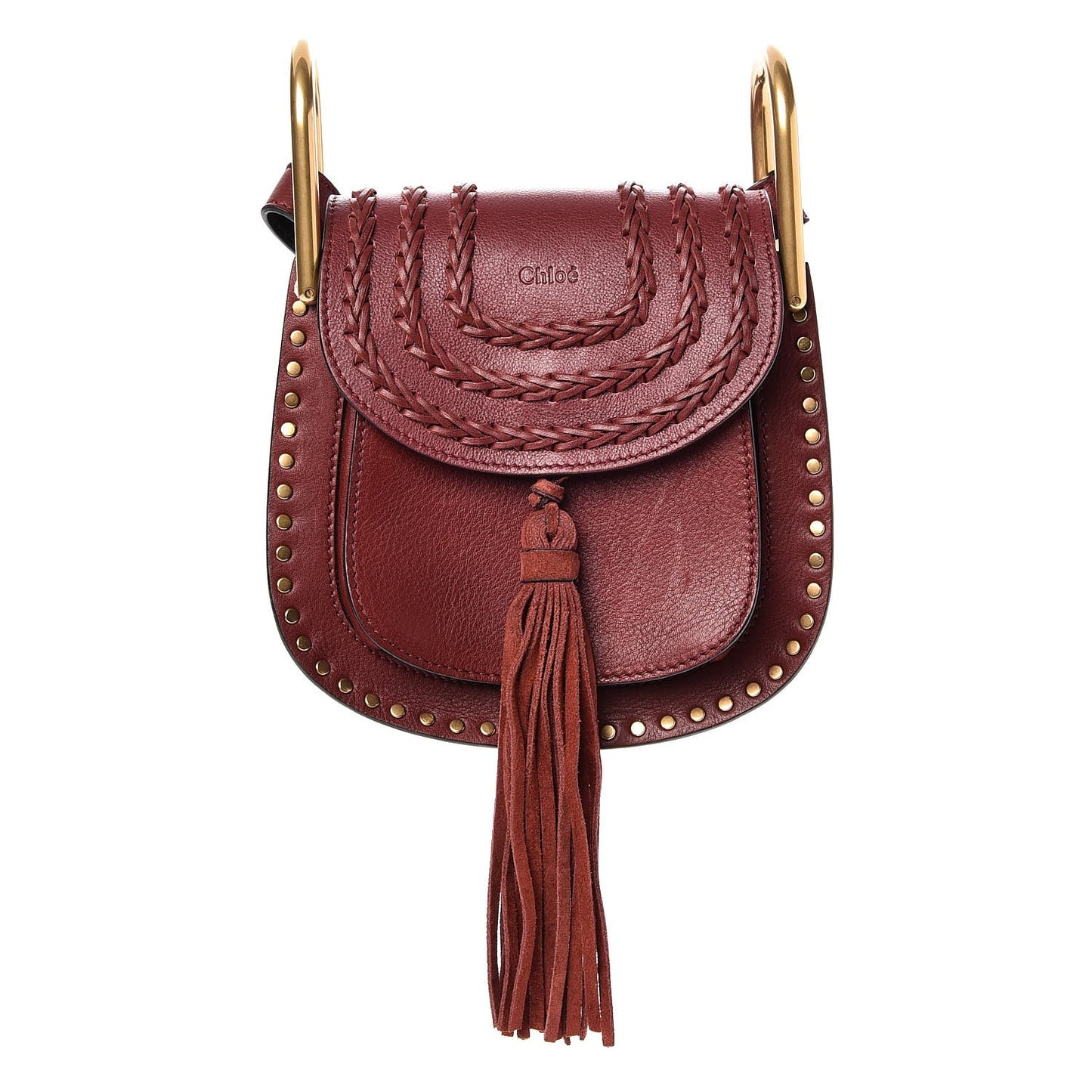 Calfskin Braided Mini Hudson Shoulder Bag Sienna Red