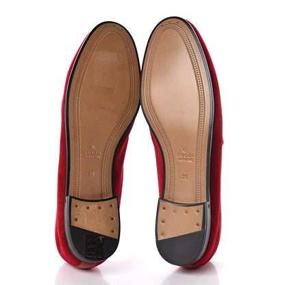 Gucci Velvet Horsebit Womens Jordaan Loafers 39 Hibiscus Red 7 of 8