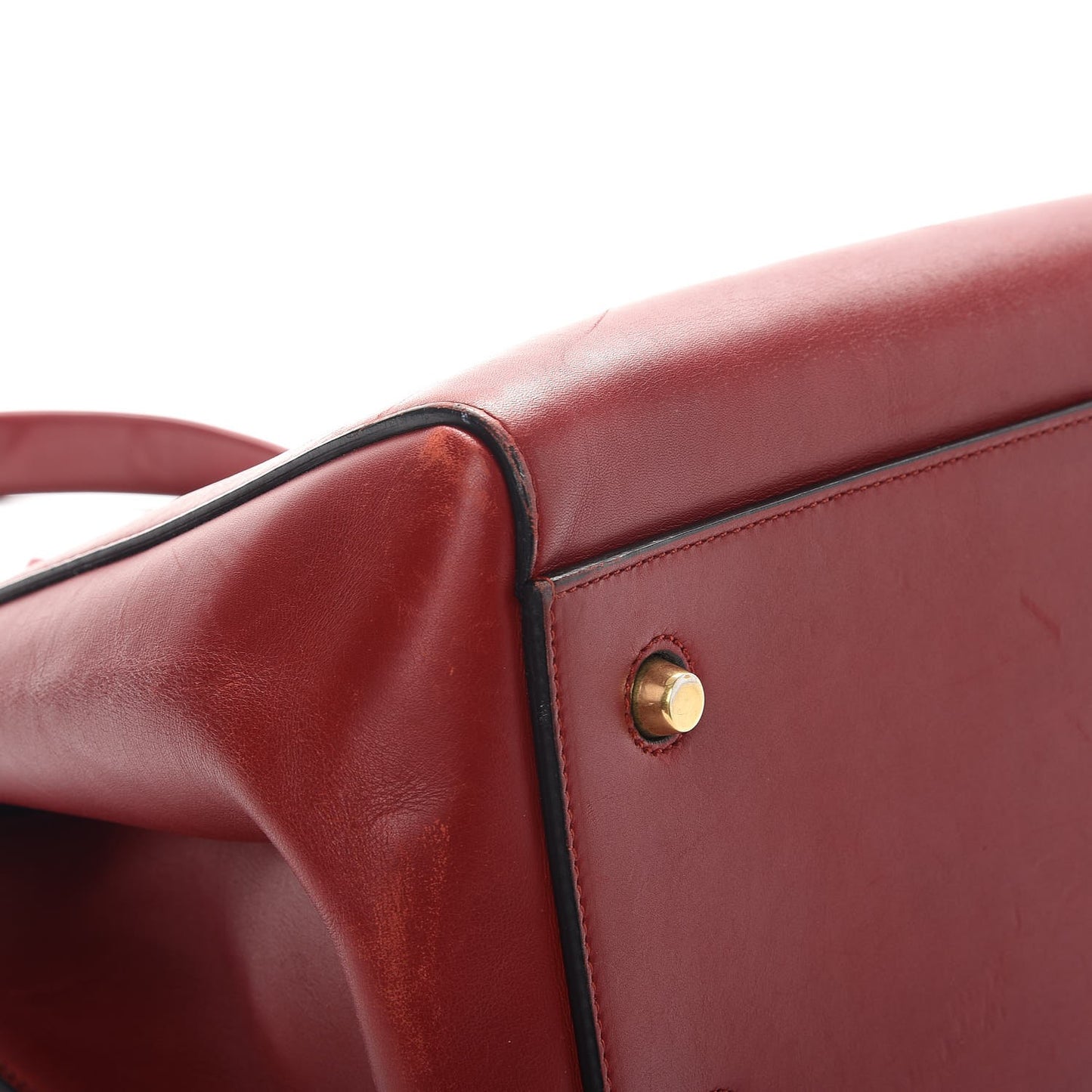 Smooth Calfskin Medium Edge Shoulder Bag Red