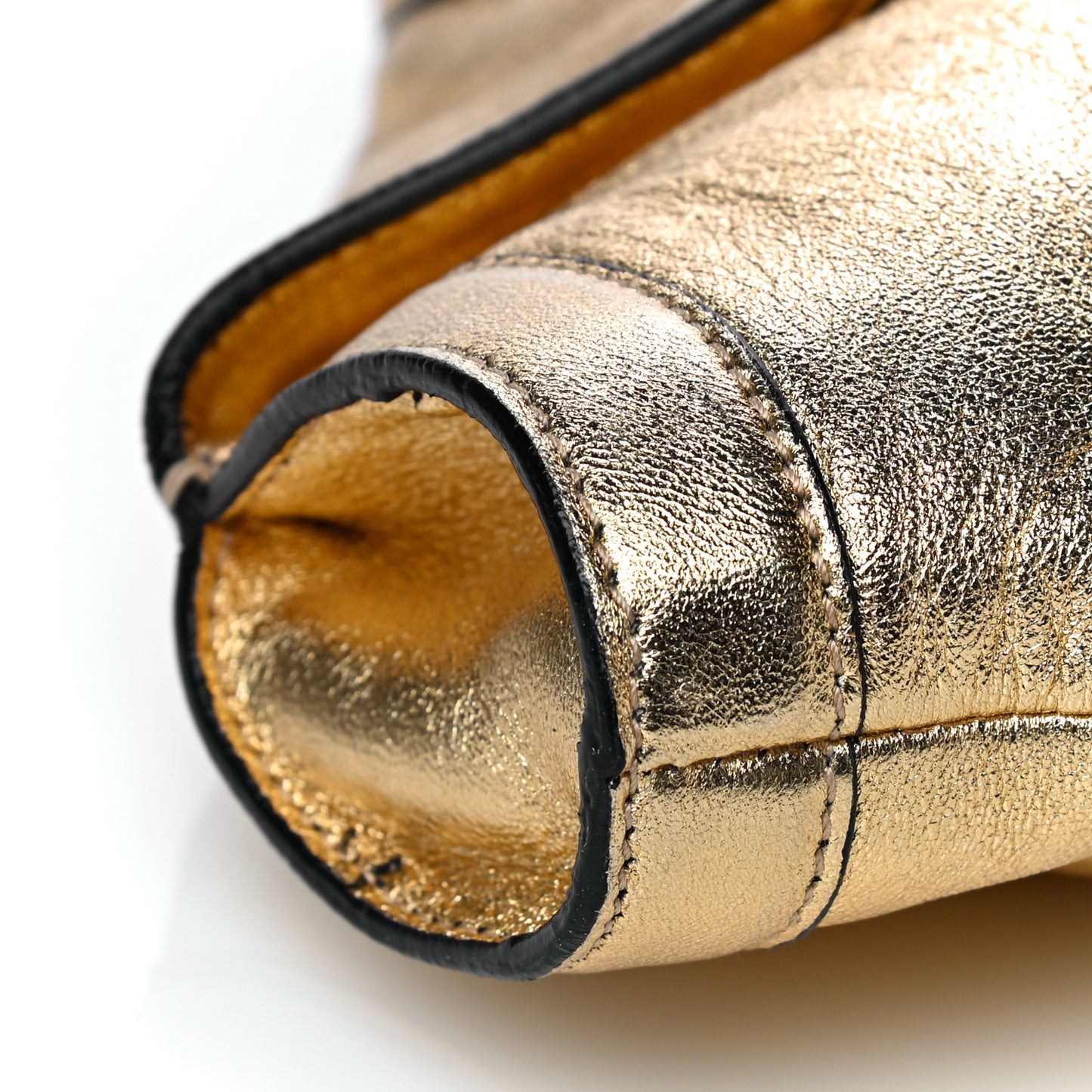 Metallic Lambskin De Manta Clutch Gold