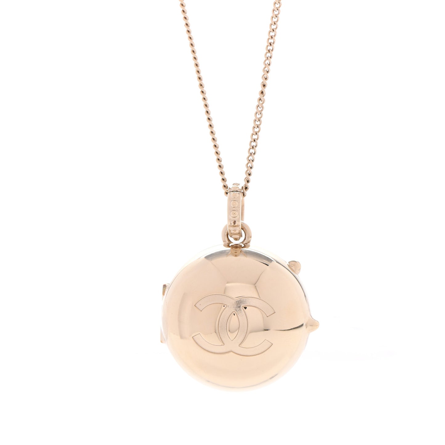 Metal CC Locket Necklace Gold
