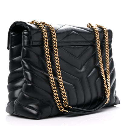 Saint Laurent Calfskin Y Quilted Monogram Medium Loulou Chain Satchel Black 3 of 14