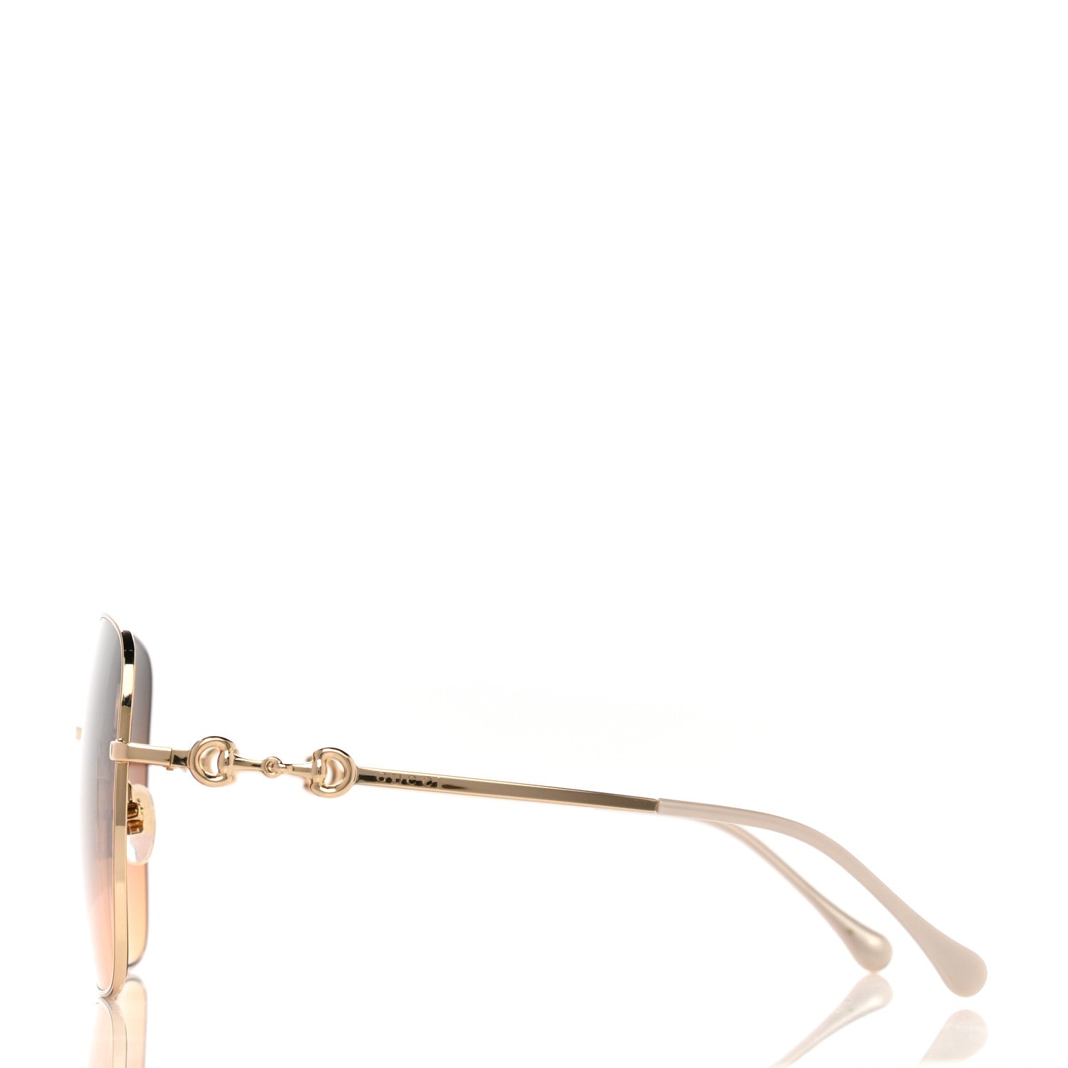 Gucci Metal Horsebit Square Frame Sunglasses GG0879S Gold 2 of 8