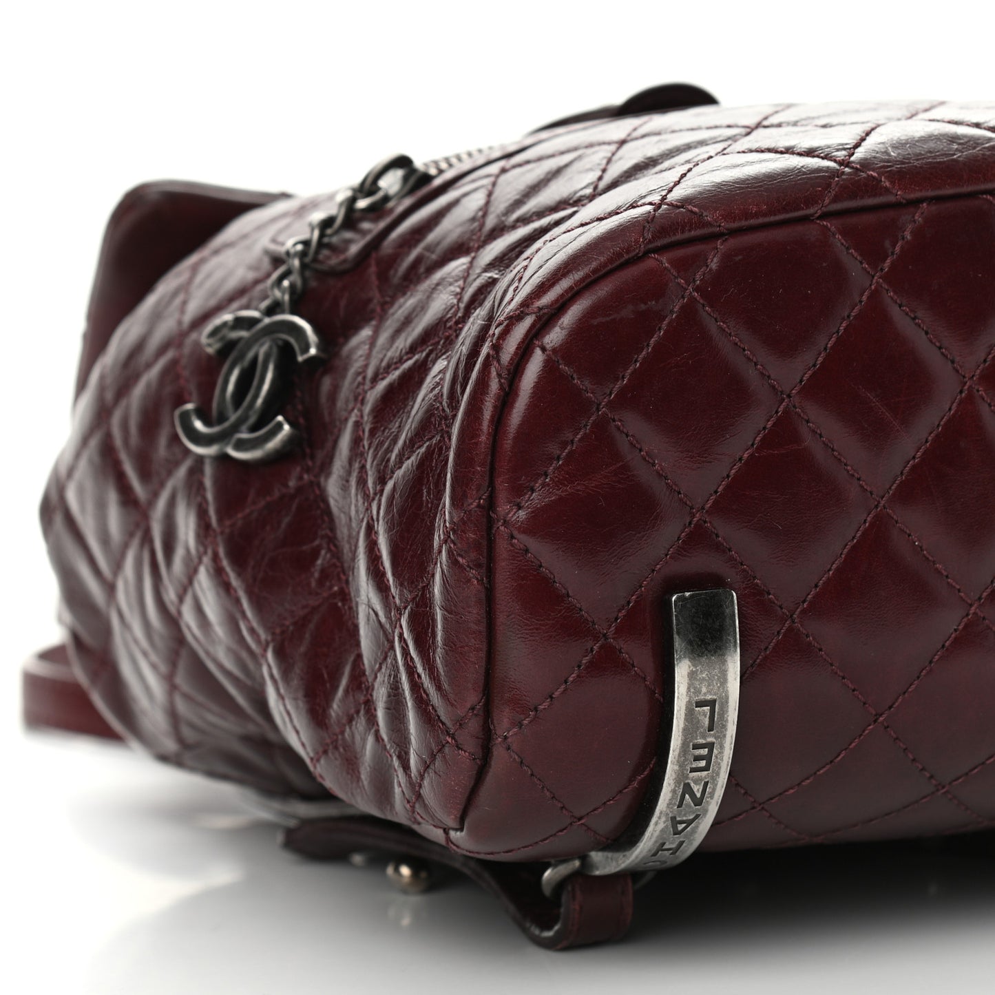 Glazed Calfskin Quilted Small Salzburg Backpack Burgundy