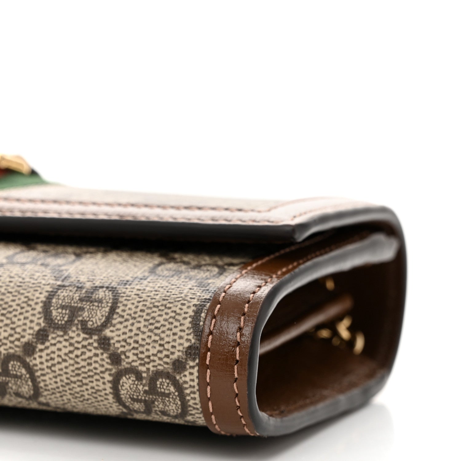 Gucci GG Supreme Monogram Azalea Calfskin Web Jackie 1961 Chain Wallet Beige Ebony Brown Sugar 10 of 10