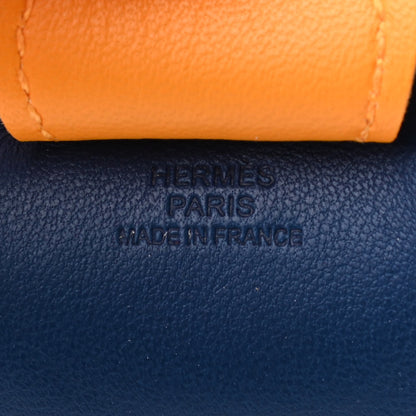 Hermes Milo Lambskin Grigri Rodeo Horse Bag Charm GM Bleu de Malte Cornaline Jaune D'Or 3 of 3