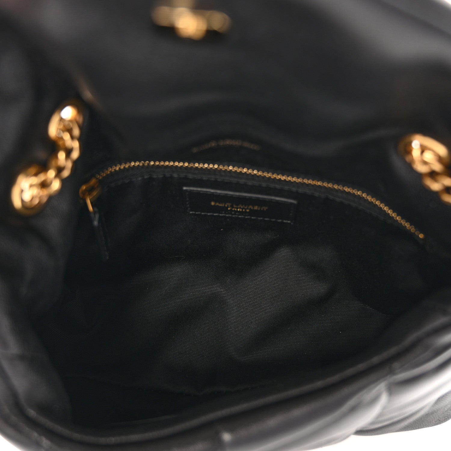 Saint Laurent Lambskin Quilted Toy Loulou Puffer Monogram Chain Satchel Black 5 of 12
