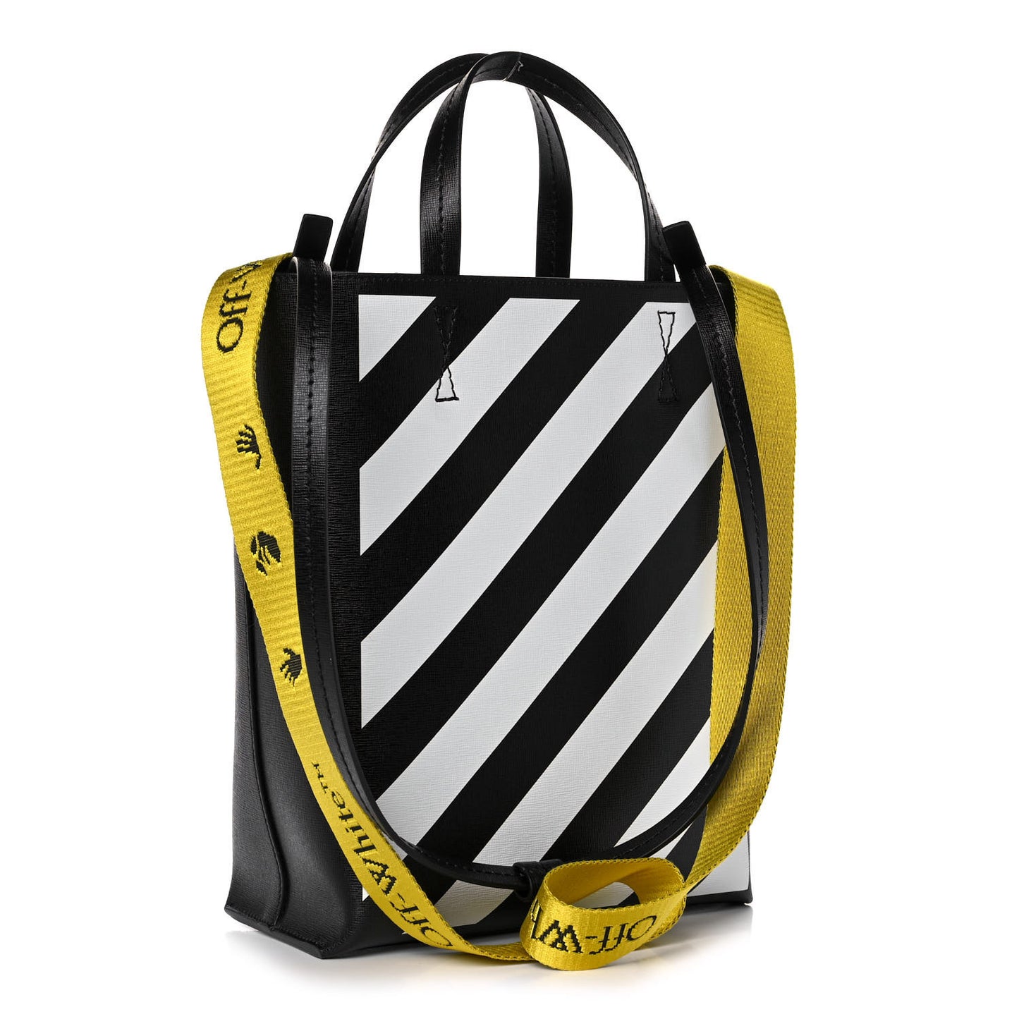 Saffiano Striped Diag Binder Crossbody Black White