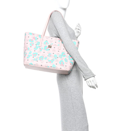 MCM Visetos Leopard Print Medium Anya Shopper Tote  Pink 2 of 9