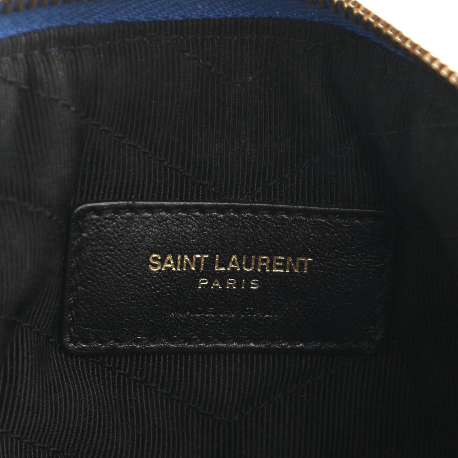 Saint Laurent Calfskin Matelasse Chevron Monogram Zip A5 Pouch Blue Majorelle 6 of 11