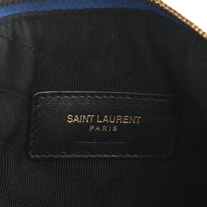 Saint Laurent Calfskin Matelasse Chevron Monogram Zip A5 Pouch Blue Majorelle 6 of 11