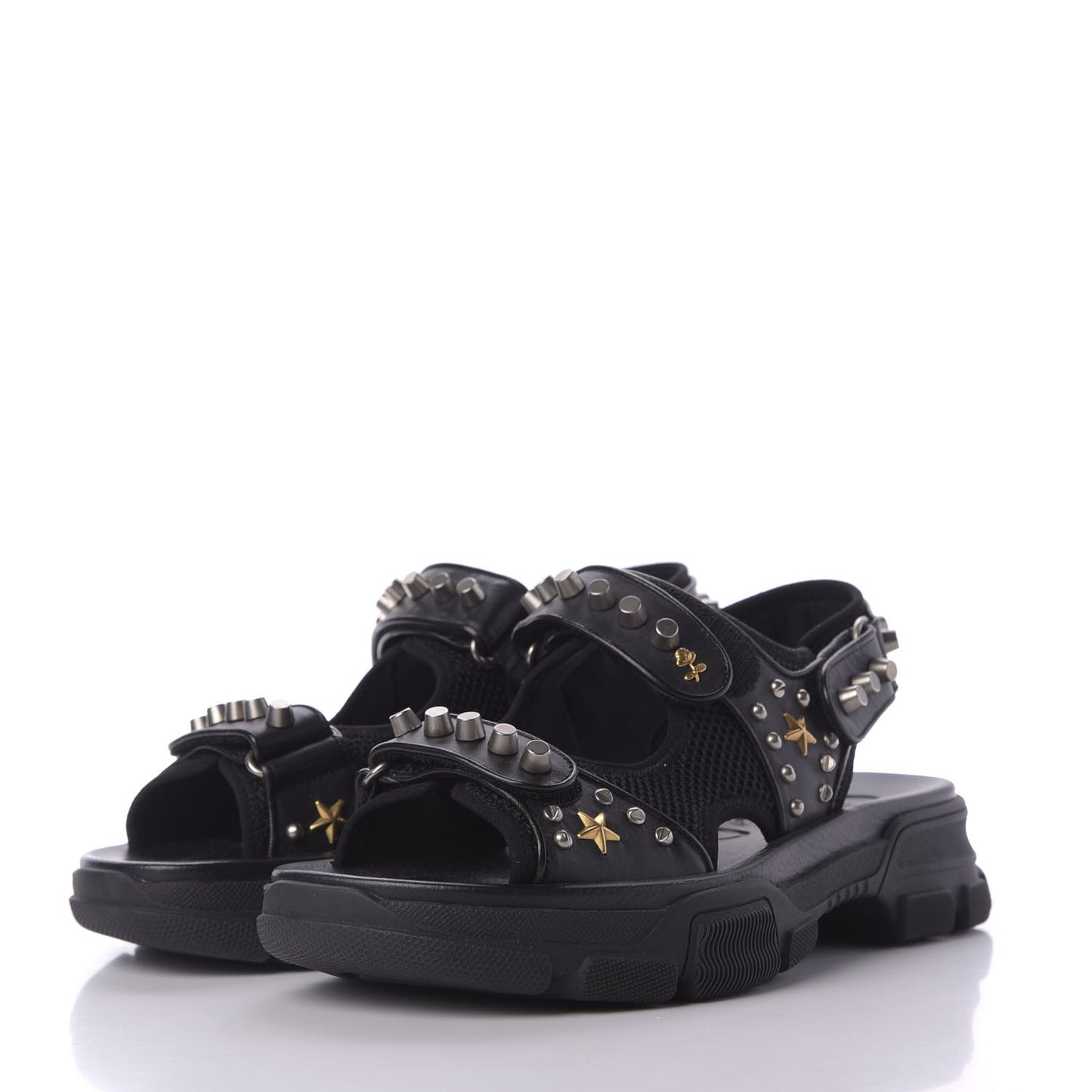 Nappa Mesh Studded Mens Aguru Sandals 8 Black
