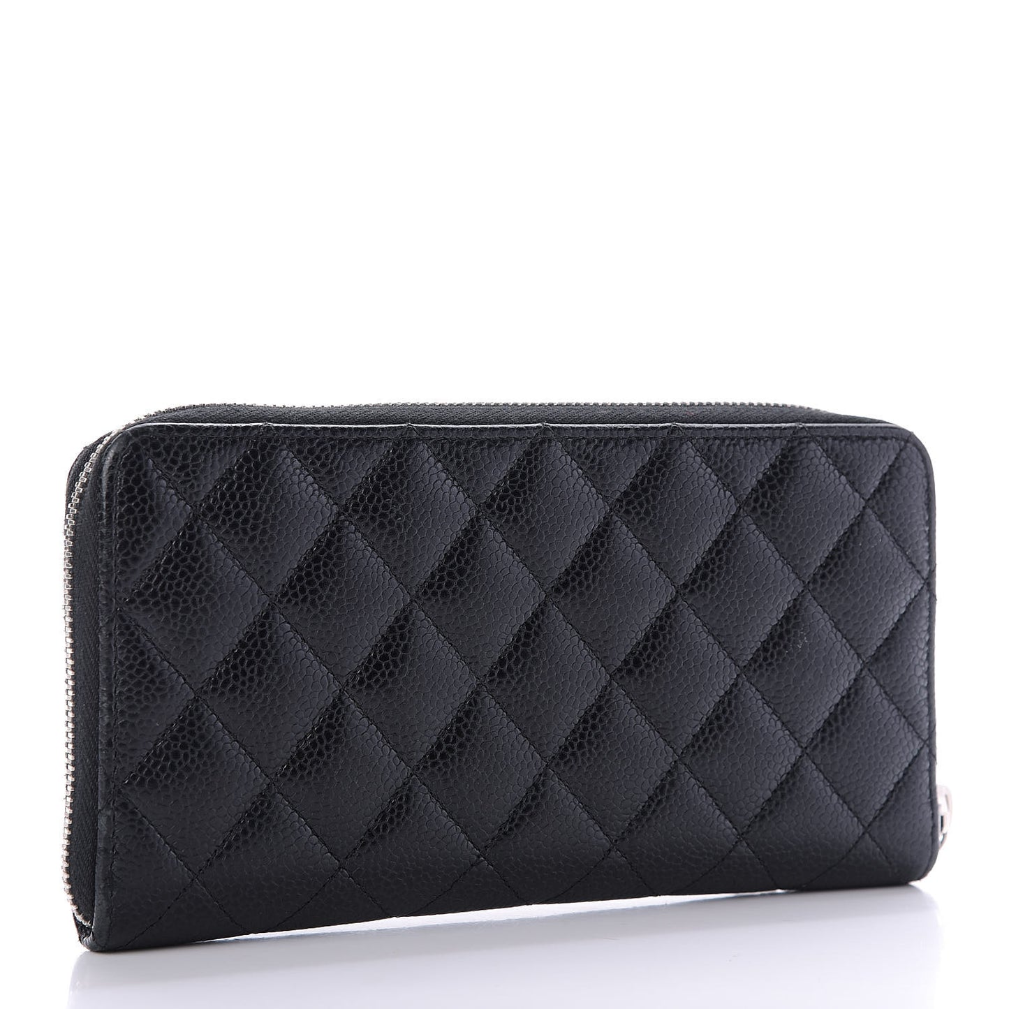 Caviar Quilted Large Gusset Zip Around Wallet Black