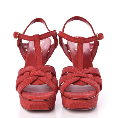 Saint Laurent Suede Quartz Tribute 75 Platform Sandals 39.5 Lipstick 2 of 9