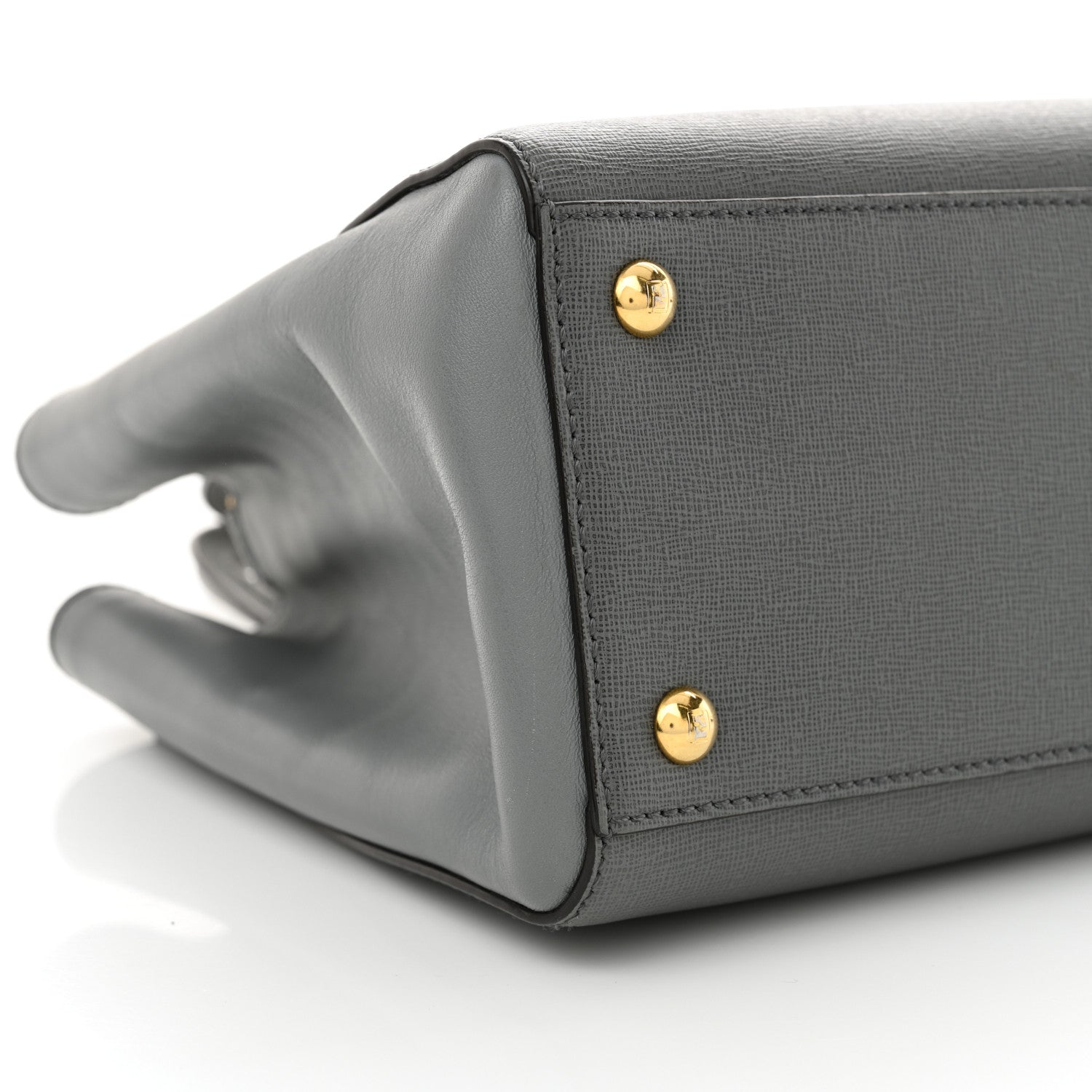 Fendi Vitello Elite Petite 2Jours Tote Grigio Grigio Chiaro 8 of 12