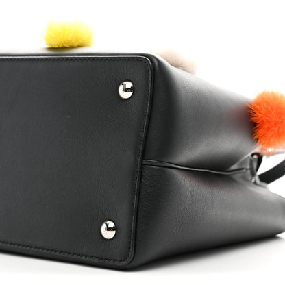 Fendi Vitello Dolce Mink Fur Pom Pom Petite 2Jours Tote Black Multicolor 10 of 10