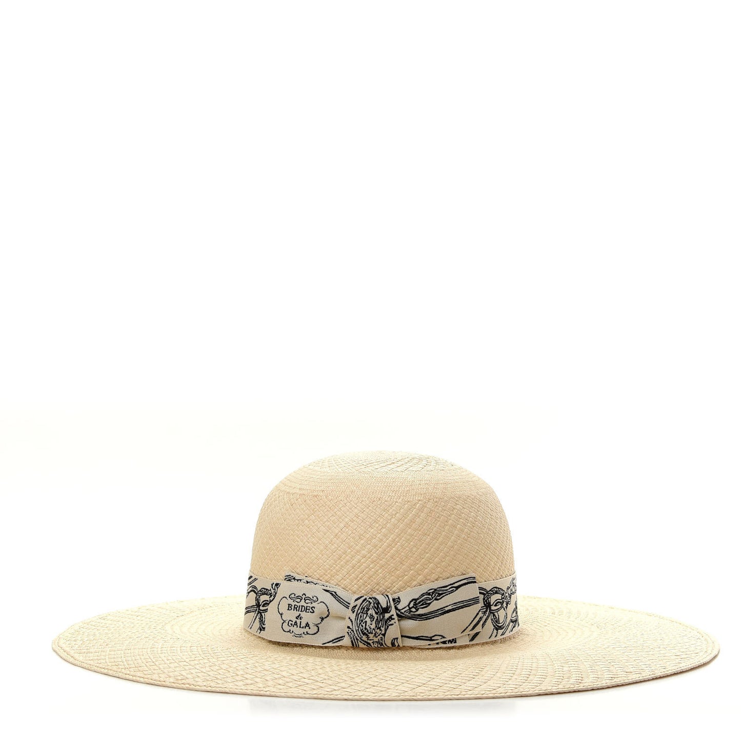 Straw Brides De Gala Panama Hat 57 Naturel Ecru Black