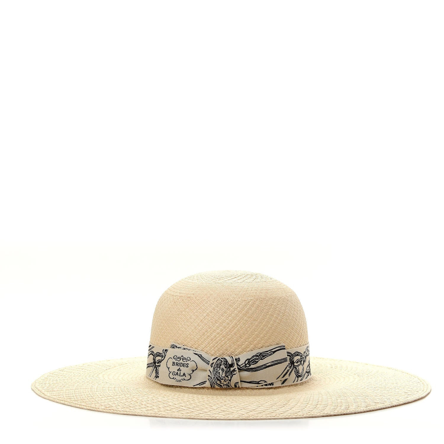 Hermes Straw Brides De Gala Panama Hat 57 Naturel Ecru Black 4 of 9