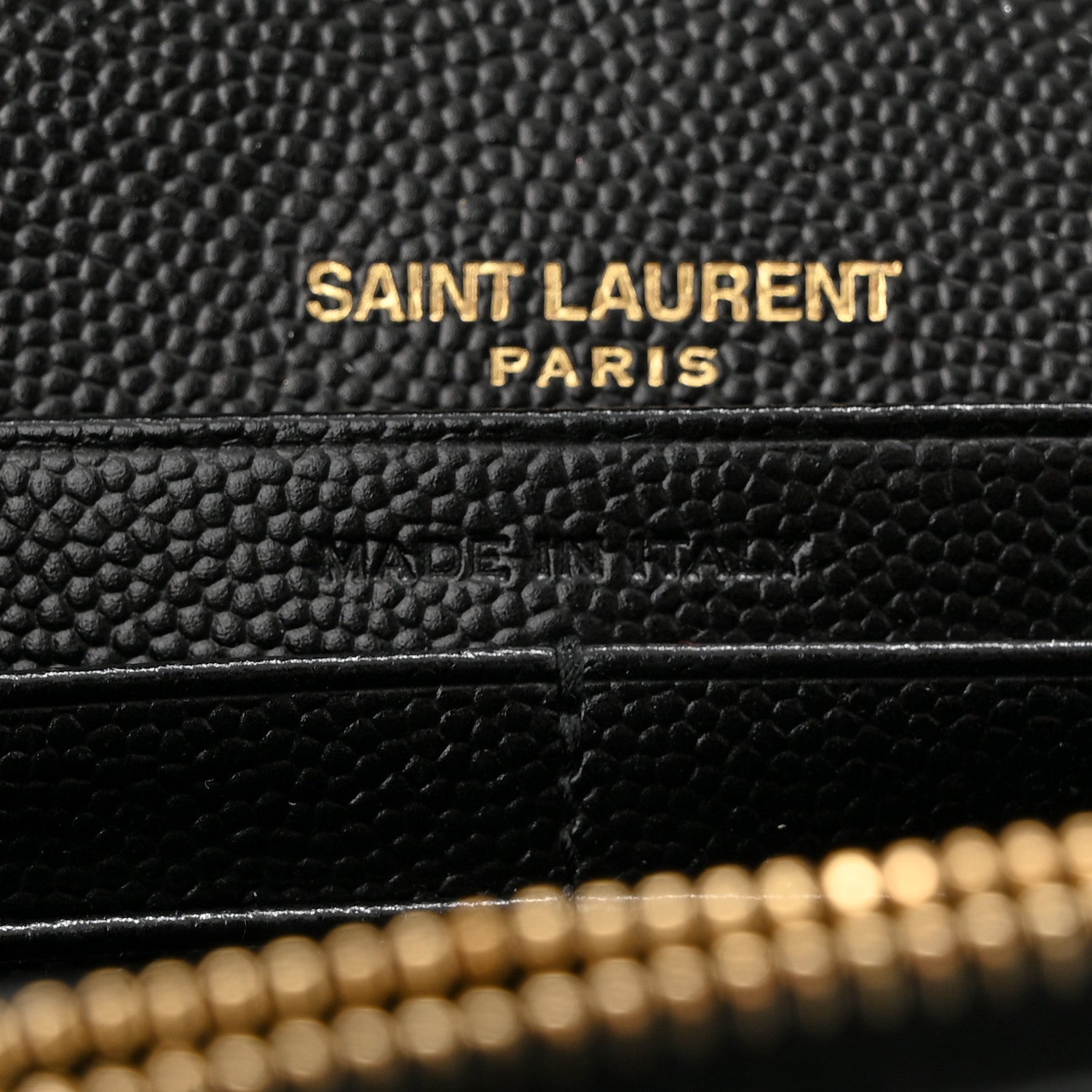Saint Laurent Grain De Poudre Matelasse Chevron Monogram Chain Wallet Black 7 of 11
