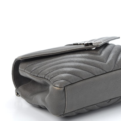 Saint Laurent Sheepskin Matelasse Chevron Monogram Medium College Bag Asphalt 5 of 13