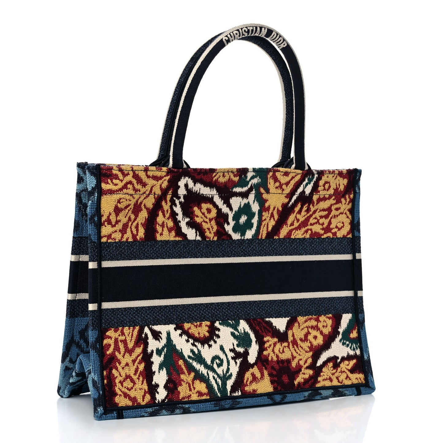 Canvas Embroidered Paisley Medium Book Tote Blue Multicolor