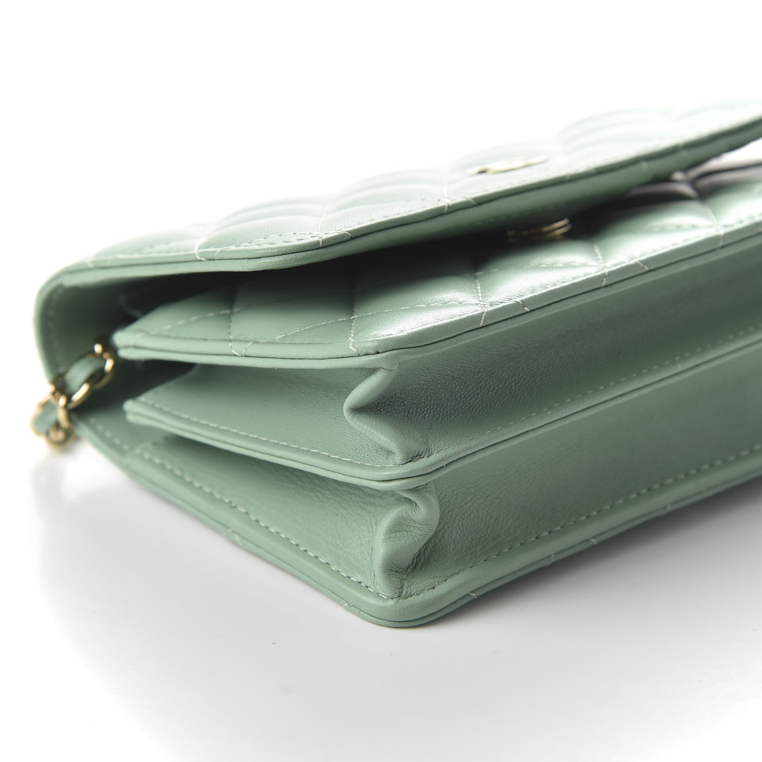 Chanel Lambskin Quilted Mini Wallet On Chain WOC Light Green 6 of 11