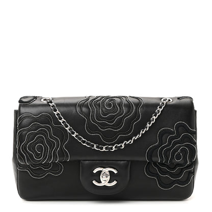 Chanel Lambskin Embroidered Camellia Follies Flap Black 1 of 10