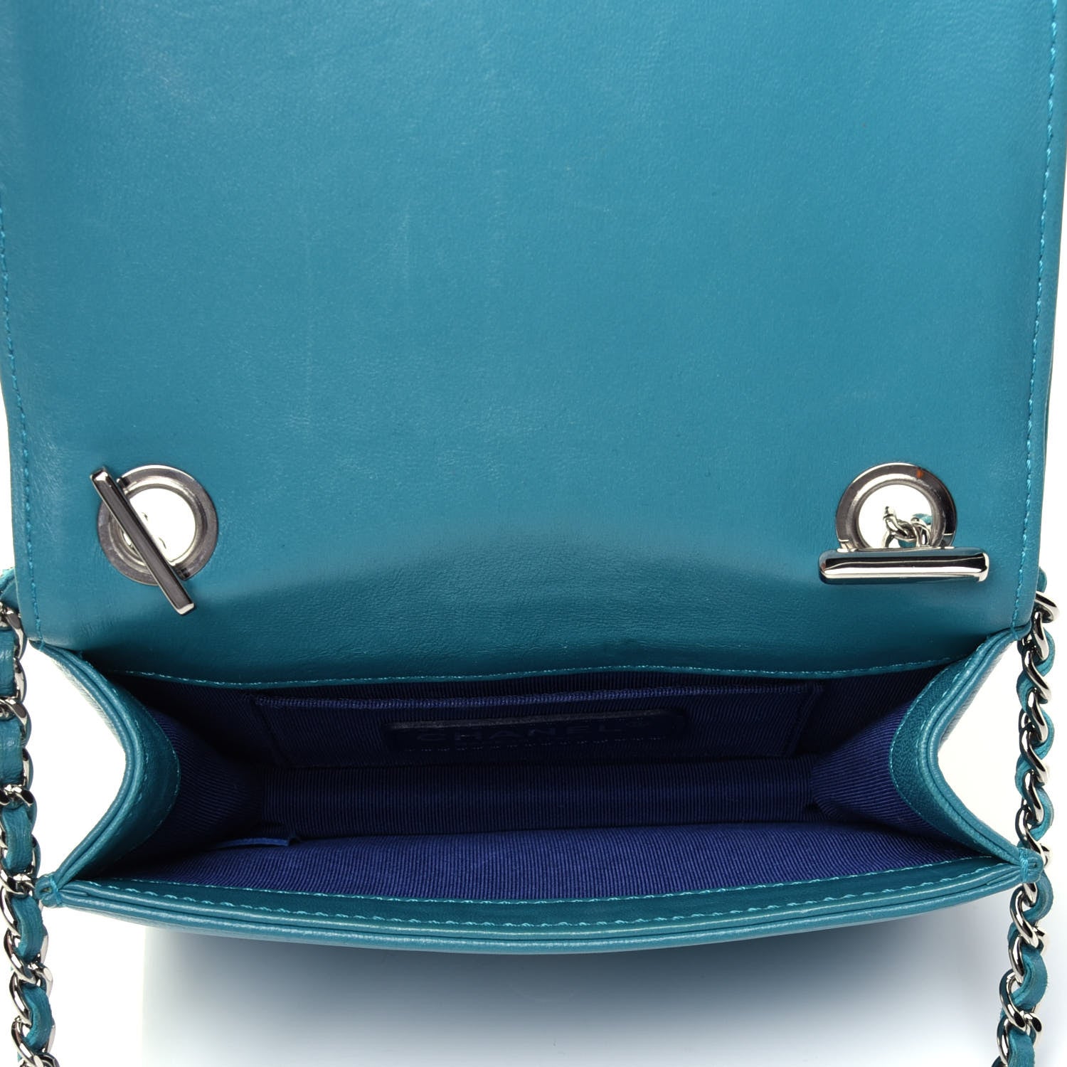 Chanel Plexiglass Patent Mini Boy Brick Flap Turquoise Navy 3 of 4